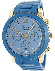 Geneva Platinum Womens 9245.GOLD.BLUE Blue Plastic Quartz Watch with Blue Dial