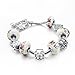 Long Way Women Silver Plated Snake Chain Pink Flower Maruno Glass Bead Heart Clasp Charm Bracelet