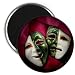 COMEDY TRAGEDY Green White Drama Masks Red Funny 2.25 inch Fridge Magnet