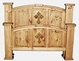 Mansion Bed with Cross - Queen (Brown) (93.00"D x 56.00"H x 71.00"W)