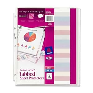 Amazon.com : Avery Protect 'n Tab Tabbed Sheet Protectors, Acid Free, 5 ...