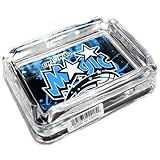 Picture Orlando Magic Glass Ashtray - Dimensions 3 Inch x 4 Inch - Simulated Black Velvet Botton