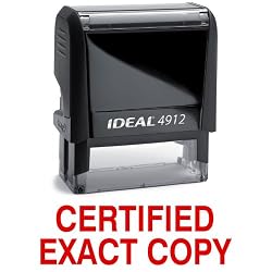 CERTIFIED EXACT COPY Red Office Stock Self-Inking Rubber Stamp