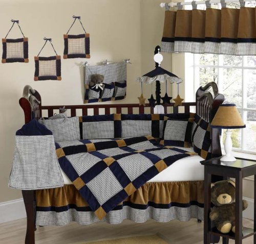 JoJo Designs 9-Piece Baby Crib Bedding Set - Velvet Dreams Blue and Brown