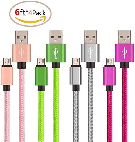 Micro USB Cable, by Gpixiu, 4-pack Premium Charging Cable, High Speed USB 2.0 A Male to Micro B Sync and Durable Cable for Samsung, HTC, Motorola, Sony and other Android Smartphone. (4-pack (6ft))