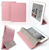 Invision® Brand New Pink iPad 2 Smart Case CoverTM - Full Grade Pink Leather (PU) with Satin Inner Cloth - PREMIUM QUALITY & SUPERIOR DESIGN FEATURES, AUTO SLEEP/WAKE FUNCTION AS STANDARD.