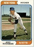 1974 Topps #356 Jerry Koosman New York Mets Baseball Card In A Protective Screwdown Case