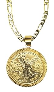 14kt Centenario Pendant & Figaro Necklace Gold Plated