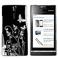 mumbi Schmetterling Blumen H�lle Sony Xperia S Schutzh�lle (Harte R�ckseite) Butterfly schwarz