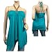 Green O-ring Accent Assymetric Plus Size Halter Top