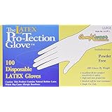 Disposable Latex Gloves, Powder Free Size Large, 100 gloves per box