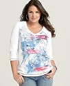 Tommy Hilfiger Plus Size Top, Simone Three Quarter Sleeve Printed Front