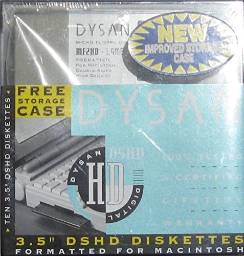 MAC Formatted Dysan brand, 10 floppy disks, MF2HD 1.4 MB, beige color