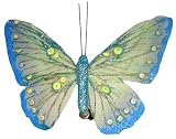 Blue Glitzy Sequins Butterfly Clip Christmas Ornament #H2676