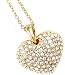 Fancy Small Gold Tone Clear Crystal Pave Heart Charm Pendant Necklace Elegant Trendy Love Fashion Jewelry