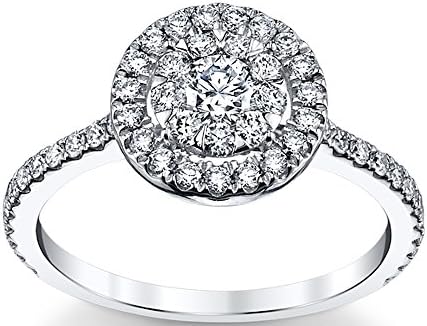 1 cttw Diamond Round Cluster Setting 14k Rose Gold Engagement Ring