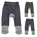 (スパンキーキッズ) spunky kids デニム裏毛起毛 ボーダーパンツ 95cm ネイビー