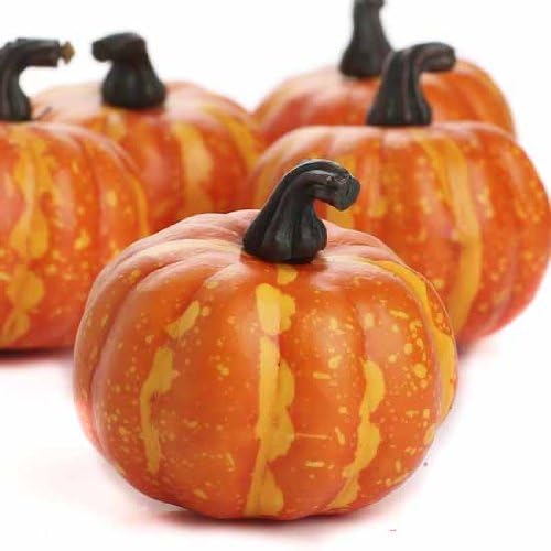24 Piece Package of Miniature Artificial Fall Pumpkins for Decorating, Embellishing, and Crafting