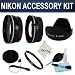 Essential Accessory Kit for NIKON DSLR (D5100 D3100 D40 D60 D90 D3000 D5000 D7000) - Includes: 2.0X Telephoto and 0.45x Wide Angle High Definition Lenses + Tulip Flower Lens Hood + 52MM UV Filter + Center Pinch Lens Cap + Lens Cap Keeper Holder + 4 Pc Deluxe Cleaning Kit + Premium Goja Microfiber Lens Cleaning Cloth