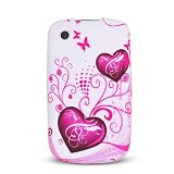 Purple Hearts with Pink Butterfly Soft Silicone Skin Gel Cover Case for Blackberry Curve / Gemini 8520 8530
