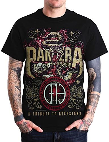 PANTERA Cowboys From Hell Sketched Graphic Mens Black T Shirt (Large (Chest 21" / Length 30"))