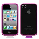 Hot Pink Rubberized Bumper Case with Clear Len for Apple iPhone 4 AT&T New  ....