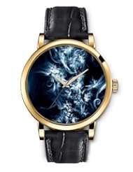 SPRAWL Aanalog Fashion Series Gold Ladies Watches of Genuine Black Leather Strap,Unique Wrist Watch for Women Girls Designed with Smoke shaped metallic blue branches