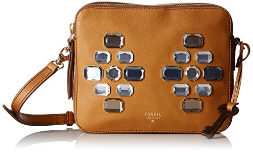 Fossil Sydney Double Zip Crossbody, Brown Sugar
