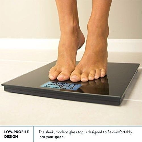 Weight Bluetooth Smart Connected Body Fat Scale Bathroom For Workout , 400lb. / 180kg (Black) W/ Large Backlit LCD and Smartphone Tracking Analyzer