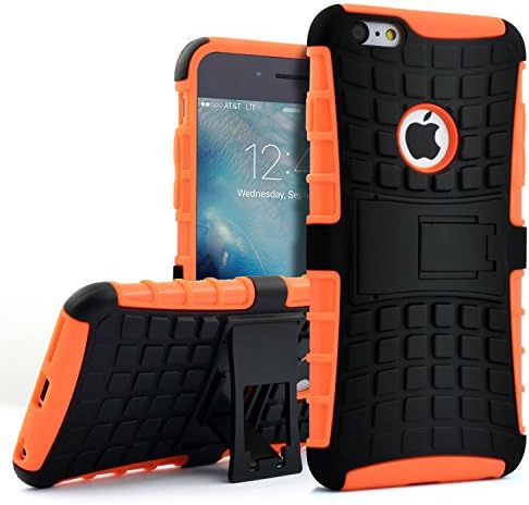 iPhone 6Plus Case, iSeeker full Proof Protective Skin[Dual Layer][Shock Absorbent]with Kickstand Holder for iPhone 6Plus (Orange*5.5")