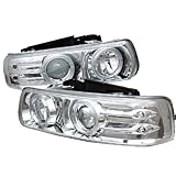 IMAGE OF Spyder Auto Chevy Silverado 1500/2500/3500, Chevy Suburban 1500/2500, Chevy Tahoe Chrome Halogen LED Projector Headlight