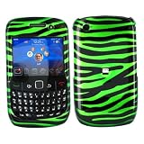 For Blackberry Curve 8520 Hard Case Green Zebra Blk