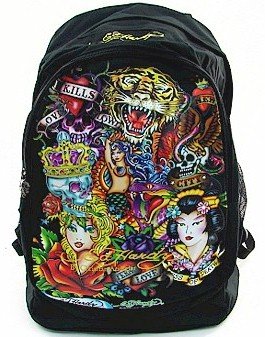 Ed Hardy Bruce All Over Print Backpack- Black