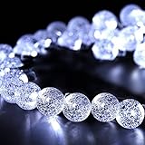 Juzihao 6.5M 30球 ソーラーLEDイルミネーション & 水晶球形LEDライト & ストリングライト & バ ブルビーズライト——祝日/クリスマス/結婚式/ガーデン/パーティ/室外など飾り