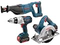 Bosch CLPK401-181 18V 4-Tool Kit: HDH181 - Hammer Drill/Driver and CRS180 - Reciprocating Saw & CCS180 - Circular Saw & CFL180 - Lithium-Ion Flashlight