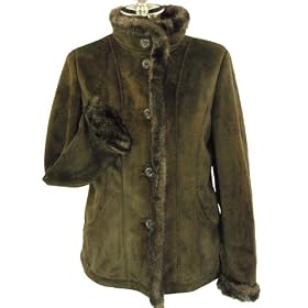 Liz Claiborne Ladies Faux Fur Trim Coat