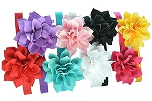 Qandsweet Baby Girl's Headbands Lotus Leaf Flower (8 Pack)