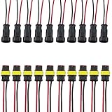 E Support 2 Pin Way Car Auto Waterproof Electrical Connector Plug Socket Kit with Wire AWG Gauge Marine Pack of 10