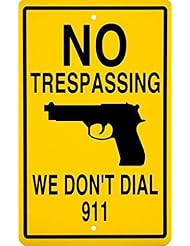 Lawn & Patio: 1-Pc Extreme Popular No Trespassing Signs 1-Side Printed Warning Message Surveillance Size 7" x 11" - Thailand
