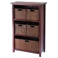 4 -Tier Storage Shelf with 5 Baskets - Walnut