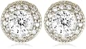 Platinum Overlay Sterling Silver "100 Facets Collection" Round Cubic Zirconia Antique-Style Earrings