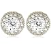 Platinum Plated Sterling Silver "100 Facets Collection" Round Cubic Zirconia Antique-Style Earrings