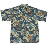 Tori Richard Big & Tall Briza Floral Pattern Hawaiian Shirt - LAKE BLUE
