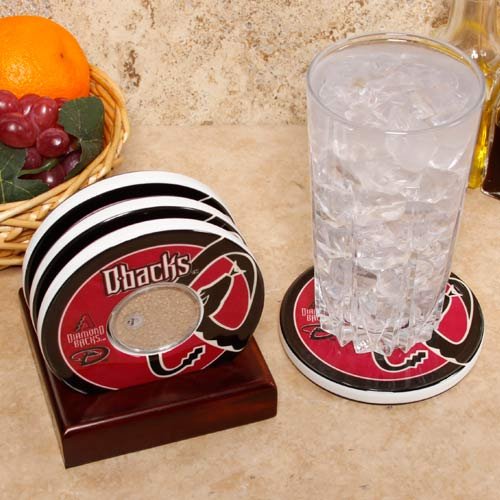Steiner Sports Arizona Diamondbacks White Team Logo and Field Coasters with Chase Field Authentic Dirt Capsules