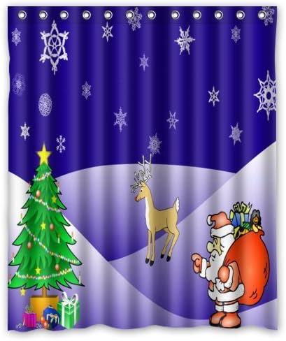 Super Specials Santa's Flight Christmas Waterproof Bathroom Bath Polyester Shower Curtain 60" x 72"