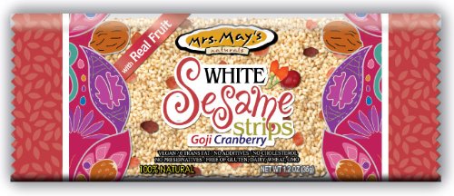 Mrs. Mays White Sesame Strips with Goji and Cranberry, 1.2-Ounce (Pack of 20)