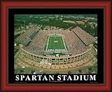 Large Spartan Stadium Michigan State Spartans Aerial Framed Print - Cherry No Mat