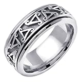 14K White Gold Mens Triangle Celtic Wedding Band Ring 8mm
