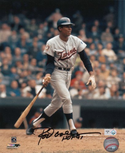 Rod Carew Minnesota Twins 8x10 Autographed Photograph with HOF 91 Inscription.