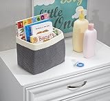 mDesign Knit Baby Nursery Closet Organizer, Bin for Toys, Books, Towels, Diapers - Small, Gray/Ivory